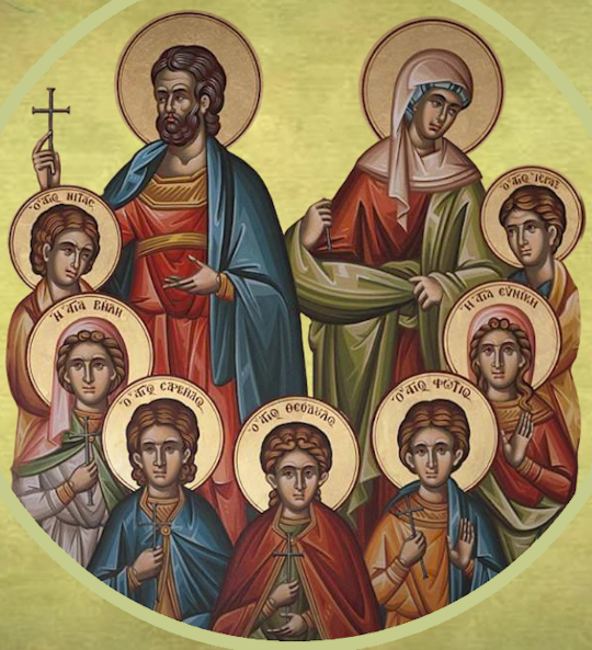 Sf. Mc. Terentie, soția sa, Neonila și cei 7 fii